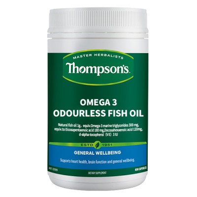 THOMPSON'S 汤普森 OMEGA-3 ODOURLESS FISH Oil无腥鱼油胶囊 400粒